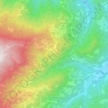 Topografische Karte Borgata Isaia, Höhe, Relief