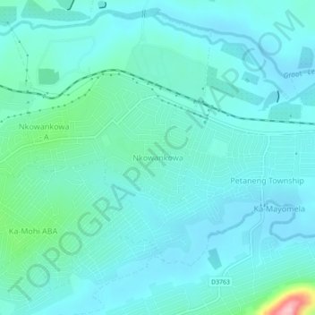 Topografische Karte Nkowankowa, Höhe, Relief