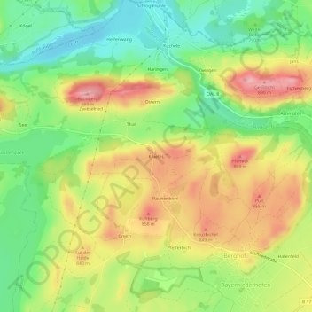 Topografische Karte Kniebis, Höhe, Relief