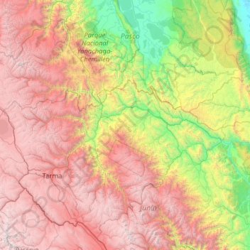 Topografische Karte Chanchamayo, Höhe, Relief