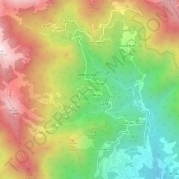 Topografische Karte Favella, Höhe, Relief