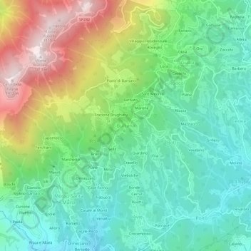 Topografische Karte Bulliana, Höhe, Relief