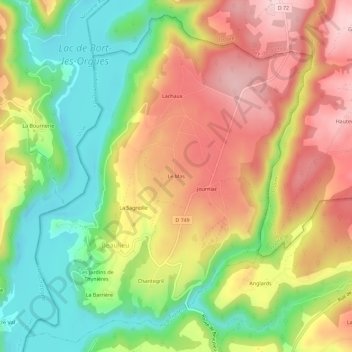 Topografische Karte Le Mas, Höhe, Relief