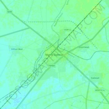 Topografische Karte Mandi Dabwali, Höhe, Relief