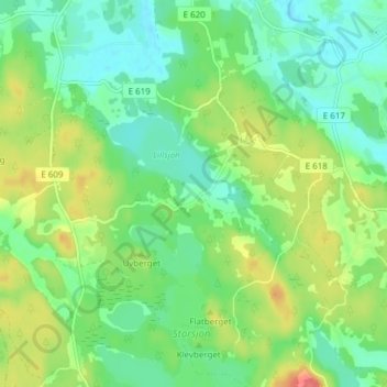 Topografische Karte Duseborg, Höhe, Relief