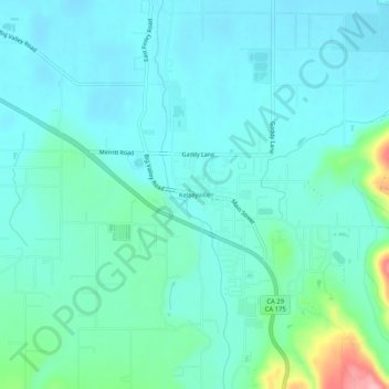 Topografische Karte Kelseyville, Höhe, Relief