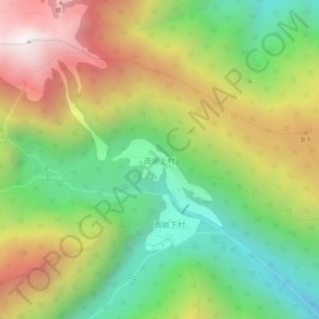 Topografische Karte 雨崩上村, Höhe, Relief