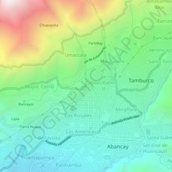Topografische Karte Puca Puca, Höhe, Relief