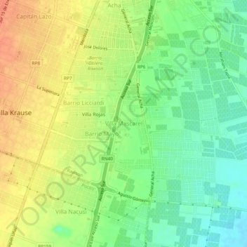 Topografische Karte Villa Mascarel, Höhe, Relief