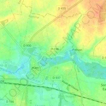 Topografische Karte Estouilly, Höhe, Relief