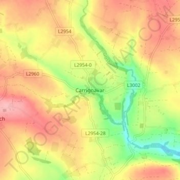 Topografische Karte Carrignavar, Höhe, Relief