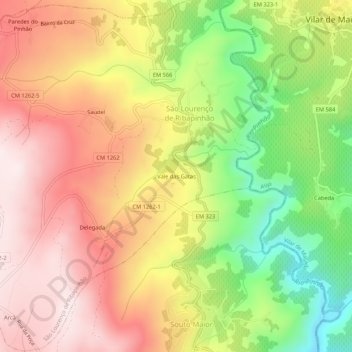 Topografische Karte Vale das Gatas, Höhe, Relief