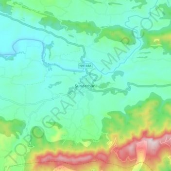 Topografische Karte Sunderbani, Höhe, Relief