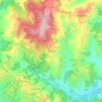 Topografische Karte San Marino, Höhe, Relief