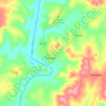 Topografische Karte Cuango, Höhe, Relief