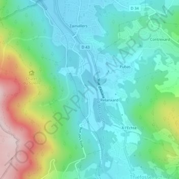 Topografische Karte Le Montre, Höhe, Relief