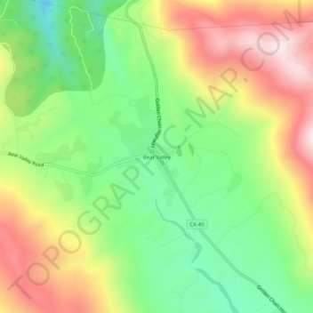 Topografische Karte Bear Valley, Höhe, Relief