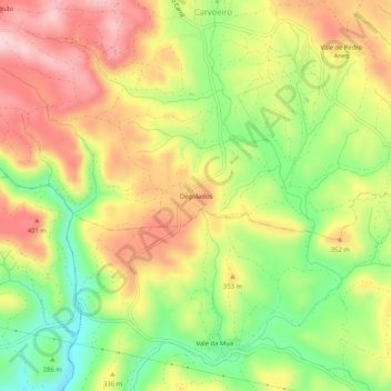 Topografische Karte Degolados, Höhe, Relief