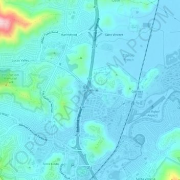 Topografische Karte Las Gallinas, Höhe, Relief