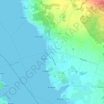 Topografische Karte Fažana, Höhe, Relief