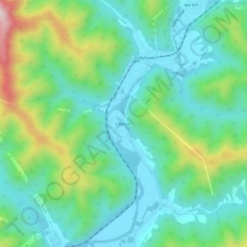 Topografische Karte Lillydale, Höhe, Relief
