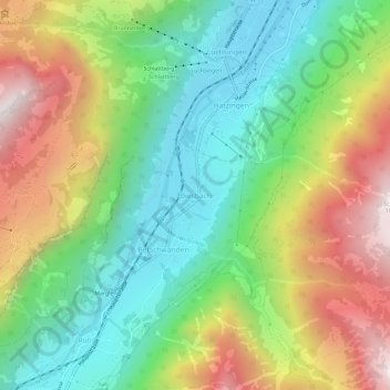 Topografische Karte Diesbach, Höhe, Relief