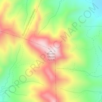 Topografische Karte Monte Maiori, Höhe, Relief