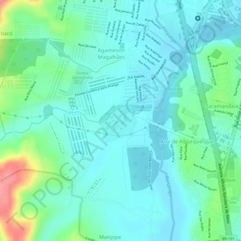 Topografische Karte Engenho Monjope, Höhe, Relief