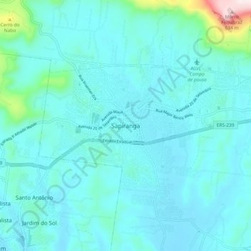 Topografische Karte Sapiranga, Höhe, Relief
