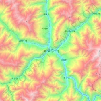Topografische Karte 丹巴县, Höhe, Relief
