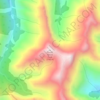 Topografische Karte South Ghost Peak, Höhe, Relief