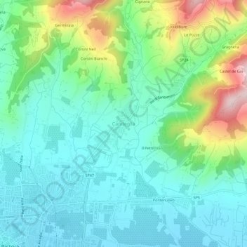 Topografische Karte Candeglia, Höhe, Relief