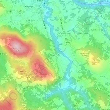 Topografische Karte Novo Selo, Höhe, Relief