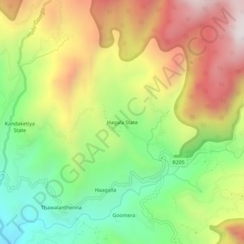 Topografische Karte Hagala State, Höhe, Relief