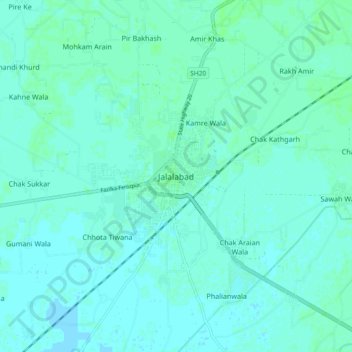 Topografische Karte Jalalabad, Höhe, Relief