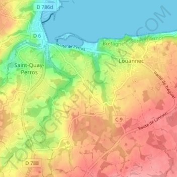 Topografische Karte Ar Vouster, Höhe, Relief