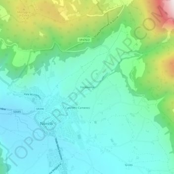 Topografische Karte Fontevena, Höhe, Relief
