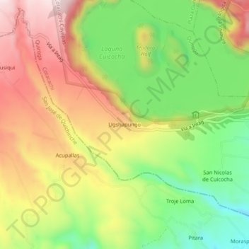 Topografische Karte Ugshapungo, Höhe, Relief