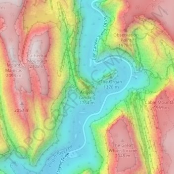 Topografische Karte Angels Landing, Höhe, Relief