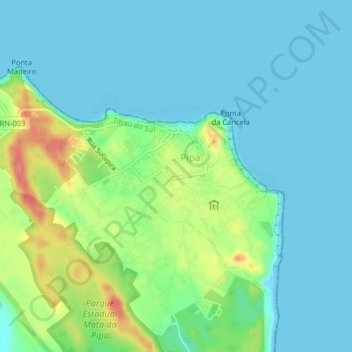 Topografische Karte Tibau do Sul, Höhe, Relief