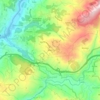 Topografische Karte Moure, Höhe, Relief