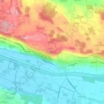 Topografische Karte Iselisberg, Höhe, Relief