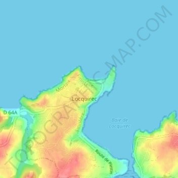 Topografische Karte Pen Ar Run, Höhe, Relief