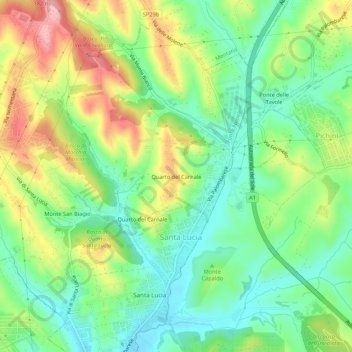 Topografische Karte Quarto del Carnale, Höhe, Relief