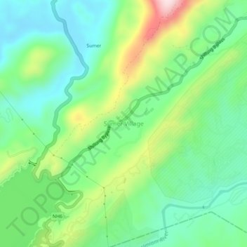 Topografische Karte Sumer Village, Höhe, Relief