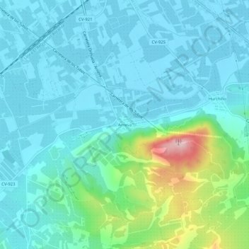 Topografische Karte Arneva, Höhe, Relief