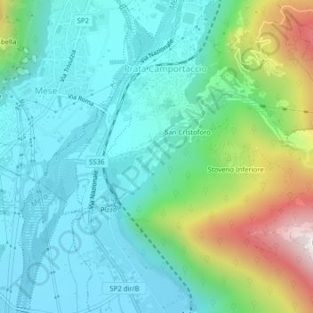 Topografische Karte Berzo, Höhe, Relief
