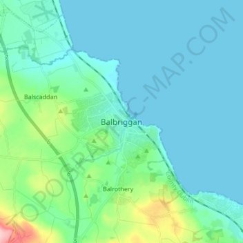 Topografische Karte Balbriggan, Höhe, Relief