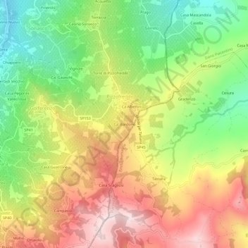 Topografische Karte Ca' Bardone, Höhe, Relief