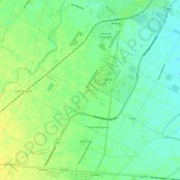 Topografische Karte Cento, Höhe, Relief